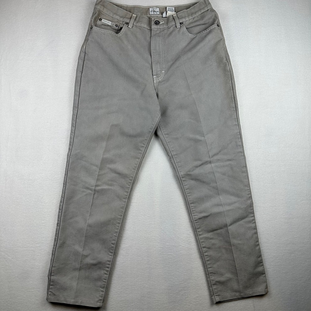 Calvin Klein Jeans Womens 14 Tan Denim High Rise Straight Leg Vintage Y2K Retro